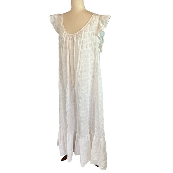 Free People Kyra Open Back Short Sleeve Maxi Shift Boho Dress White Large - Picture 10 of 12